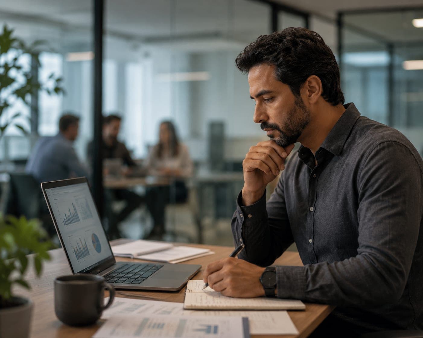 Gestor analisando o painel financeiro do Finnextho