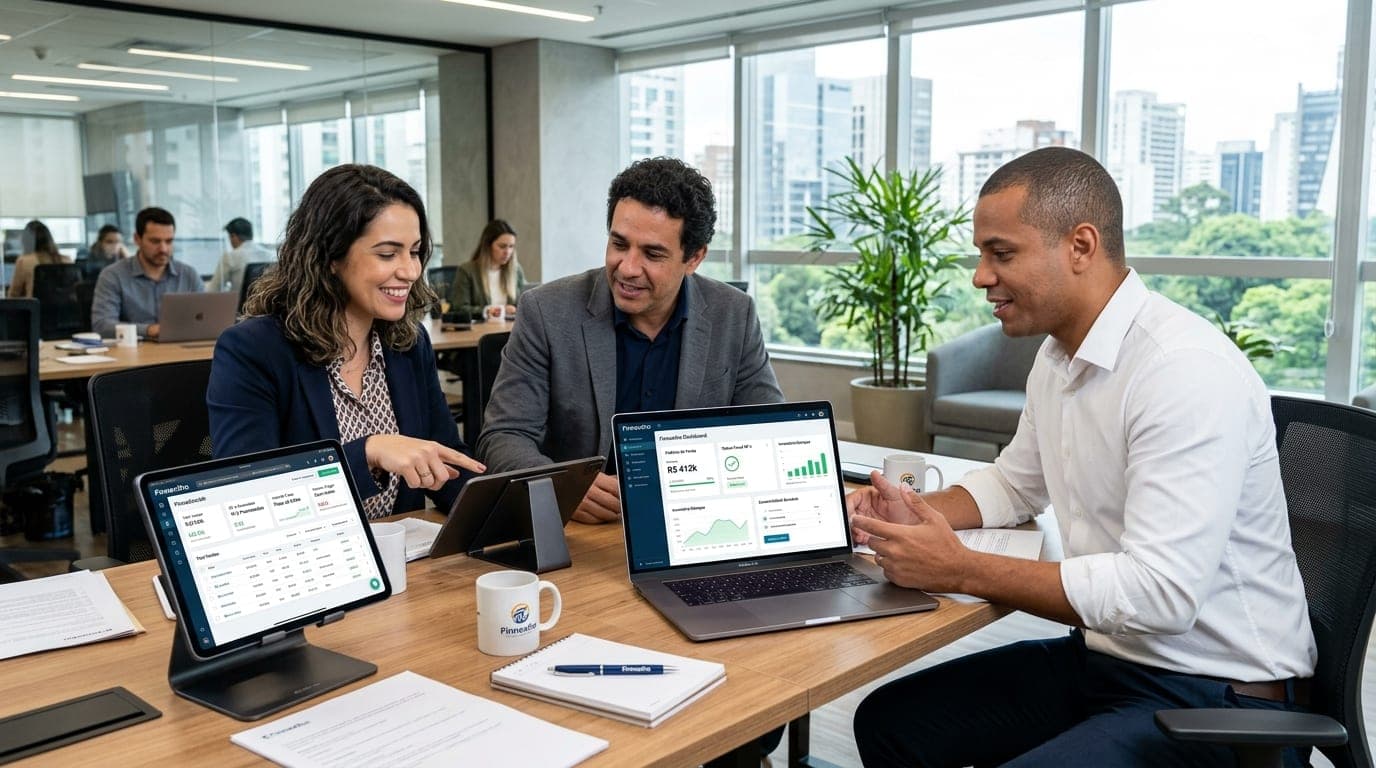 Vendas, fiscal, estoque, RH e bancos conectados.